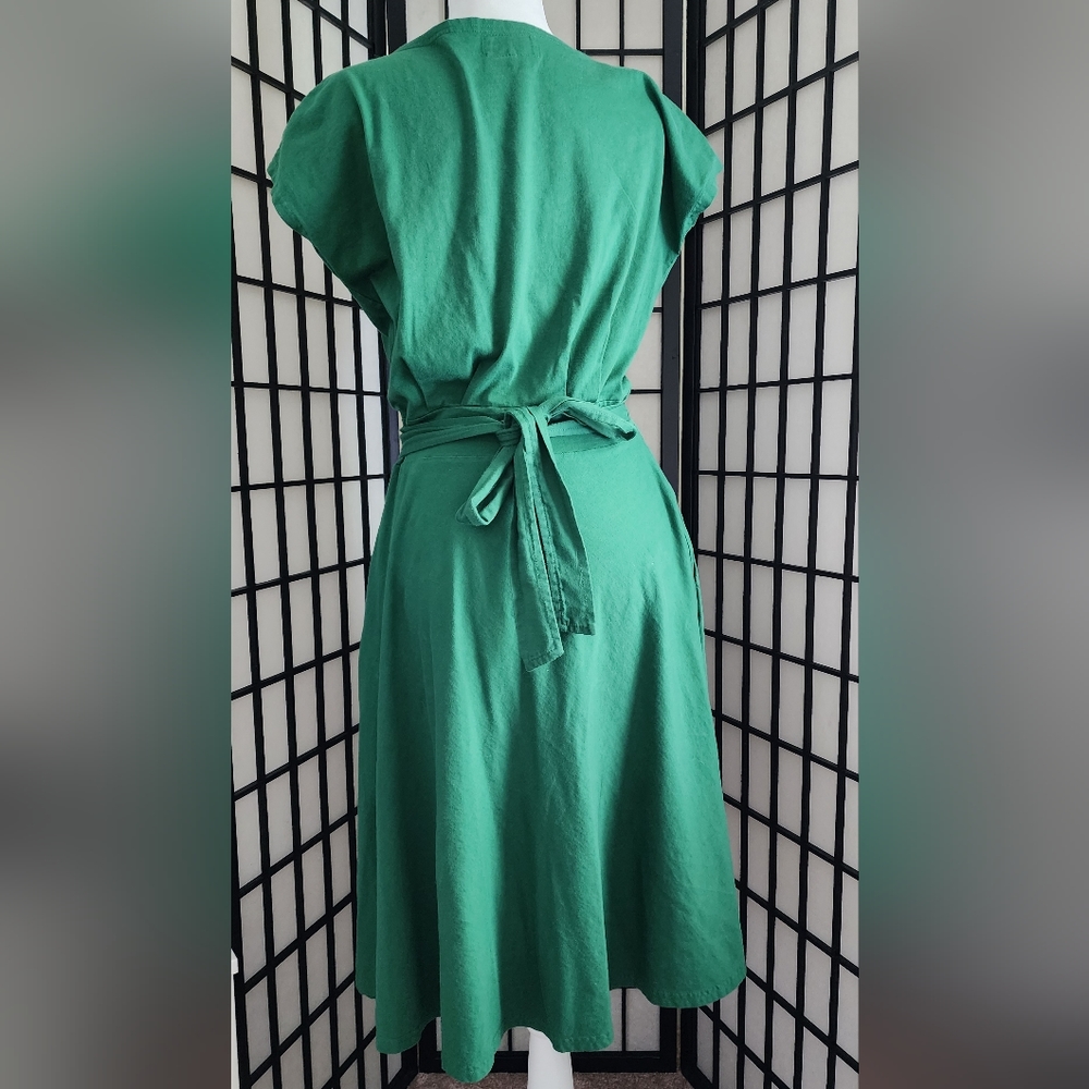 Green Sisters Midi 100% Cotton Dress - Picture 3 of 5